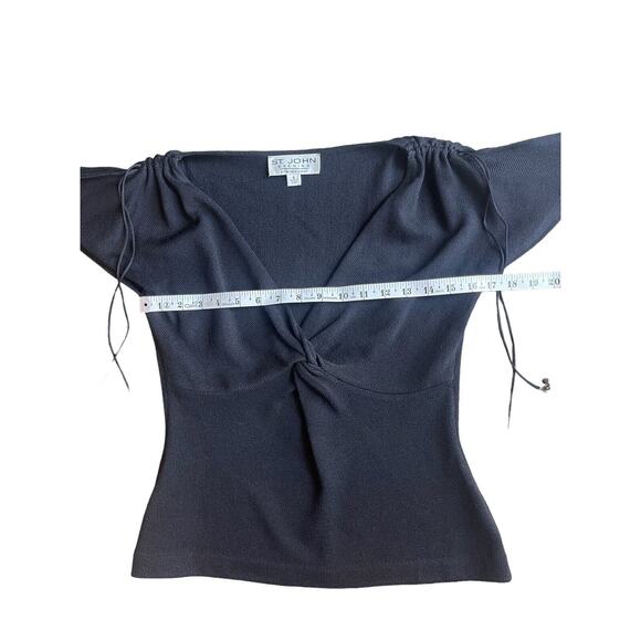 ST. JOHN EVENING Santana Knit Short Sleeve Top With Crystal Embellishments Sz 4 - Picture 8 of 9